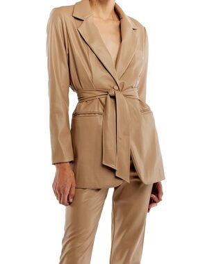 LBLC the label Faux Leather Belted Blazer